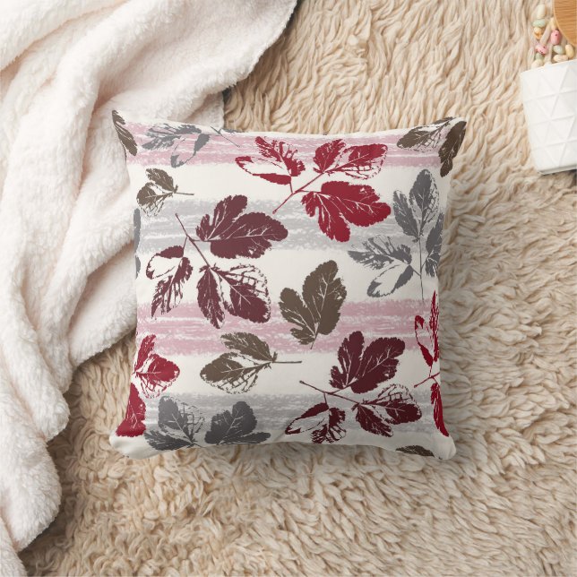 Multicolored leaves on a striped background. cushion (Blanket)