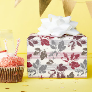 Multicolored leaves on a striped background. wrapping paper