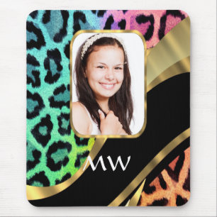 Multicolored leopard print mouse mat