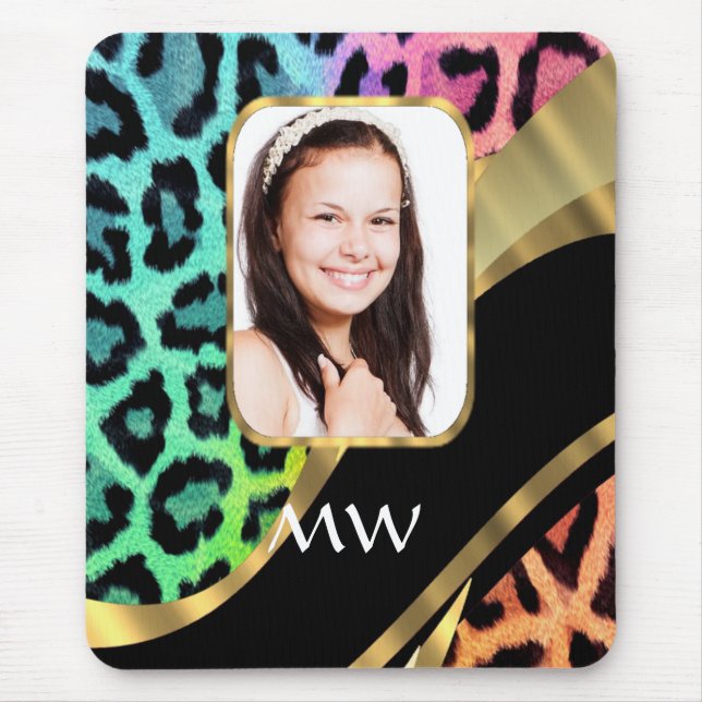 Multicolored leopard print mouse mat (Front)