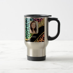 Multicolored leopard print travel mug