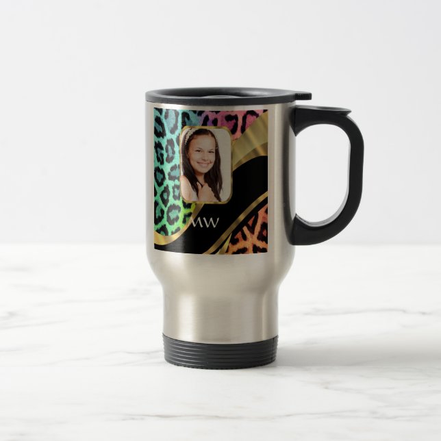 Multicolored leopard print travel mug (Right)