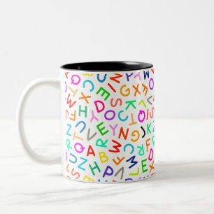 MULTICOLORED LETTERS Two-Tone COFFEE MUG