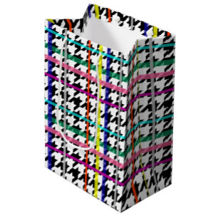 Multicolored Lines On Plaid Houndstooth Design  Medium Gift Bag