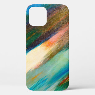 Multicolored long diagonal watercolor strokes on t iPhone 12 case