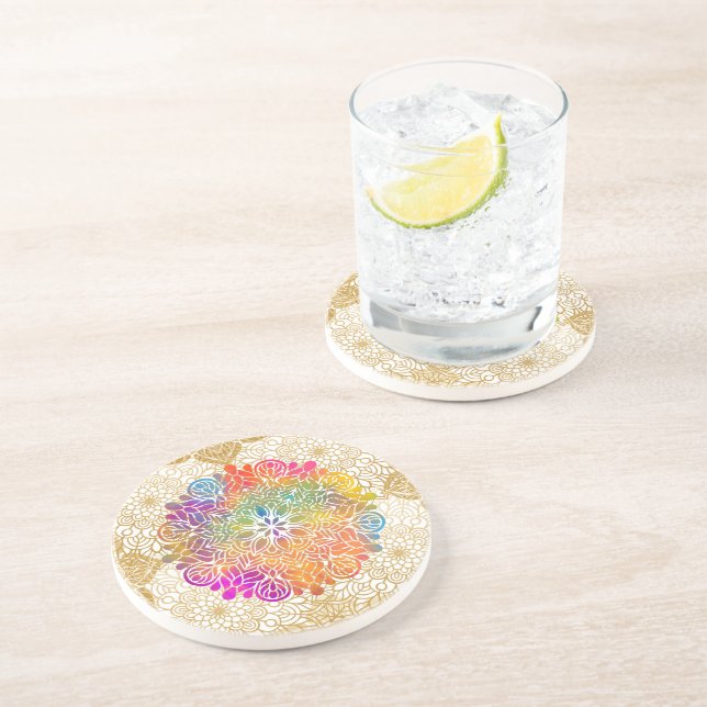 Multicolored Mandala Coaster (Side)