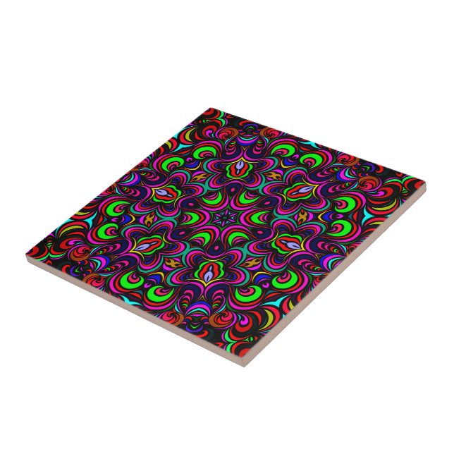 Multicolored mandala pattern tile (Side)