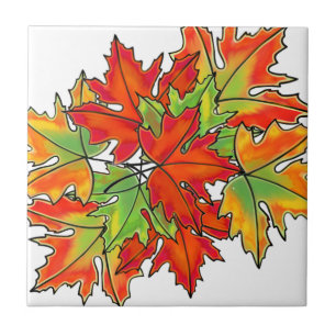 Multicolored Maple Leaves autumn colours Tile