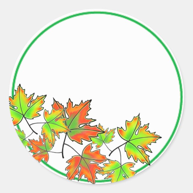 Multicolored Maple Leaves Classic Round Sticker (Front)