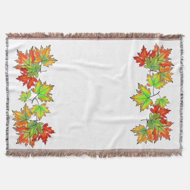 Multicolored Maple Leaves, pretty Autumn colours  Throw Blanket (Front)