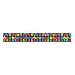 Multicolored Meeples Grosgrain Ribbon