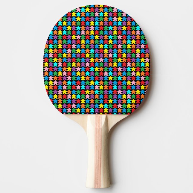 Multicolored Meeples Ping Pong Paddle (Front)