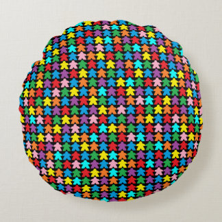 Multicolored Meeples Round Cushion
