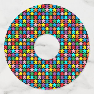 Multicolored Meeples Wine Glass Tag