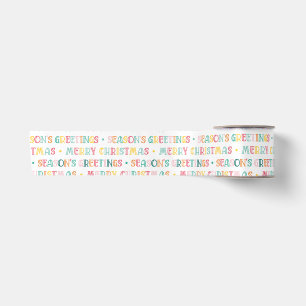 Multicolored Merry Christmas Season Greetings Satin Ribbon