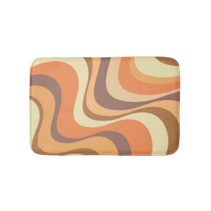 Multicolored modern retro waves design bath mat