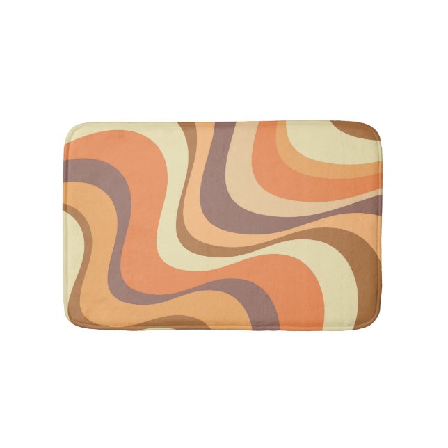 Multicolored modern retro waves design bath mat (Front)