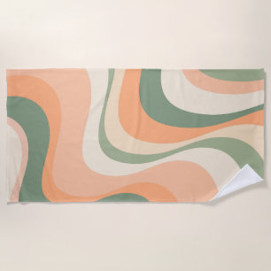 Multicolored modern retro waves design beach towel