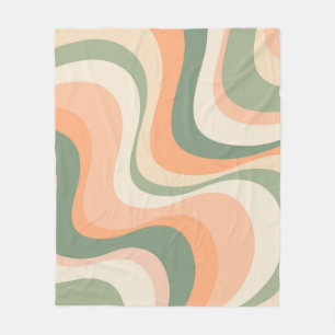 Multicolored modern retro waves design fleece blanket