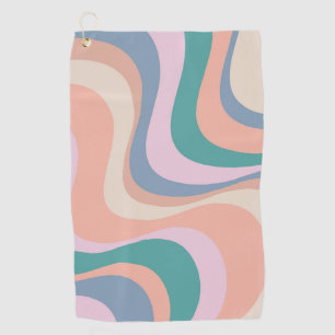 Multicolored modern retro waves design golf towel