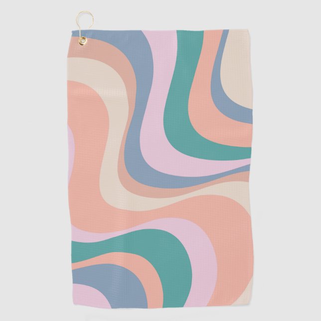 Multicolored modern retro waves design golf towel (Front)