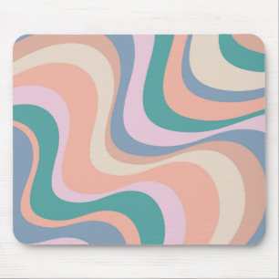 Multicolored modern retro waves design mouse mat