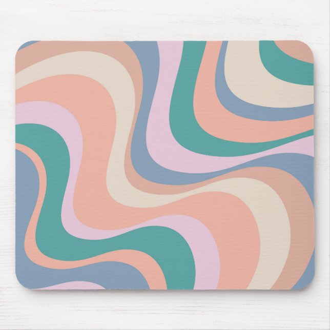 Multicolored modern retro waves design mouse mat (Front)
