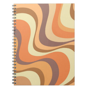 Multicolored modern retro waves design notebook