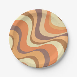 Multicolored modern retro waves design paper plate