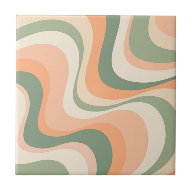 Multicolored modern retro waves design tile (Front)