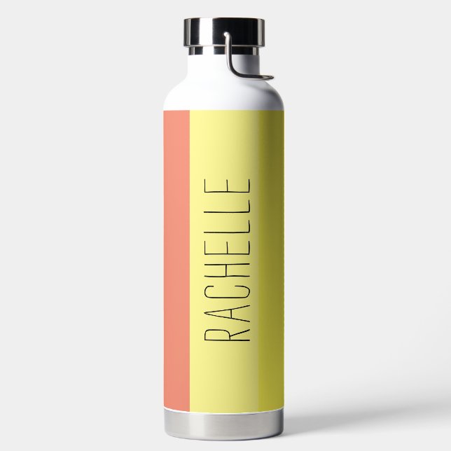 Multicolored Modern Stripes with Name Water Bottle (Left)