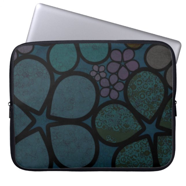 Multicolored, Modern Textured Flower Laptop Sleeve (Front)