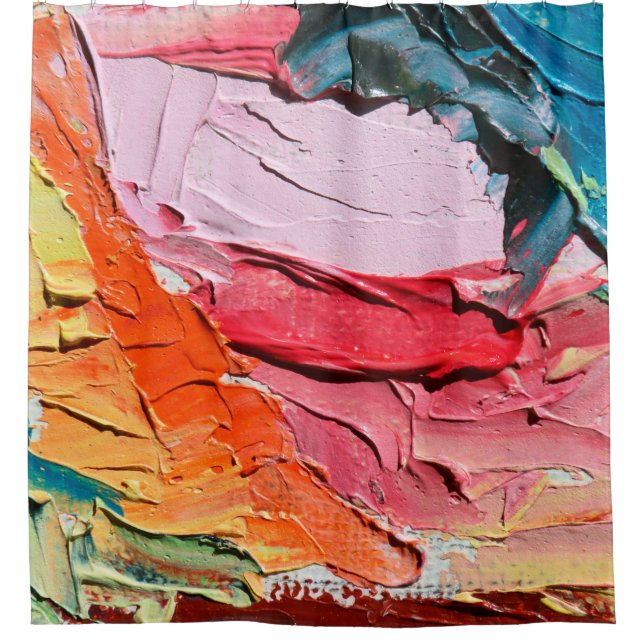 Multicolored oil paint texture. Abstract art backg Shower Curtain (Front)