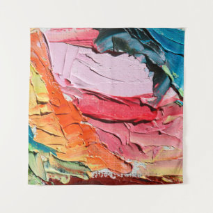 Multicolored oil paint texture. Abstract art backg Tapestry