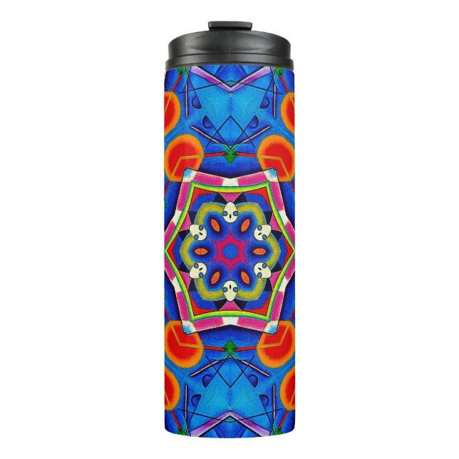 Multicolored oil painting kaleidoscope thermal tumbler (Front)