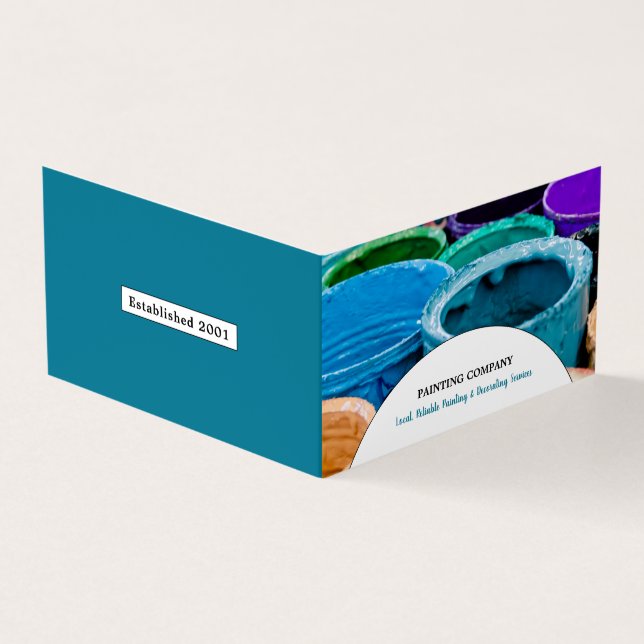 Multicolored Paint Buckets, Painter & Decorator Business Card (Outside)