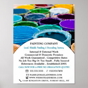 Multicolored Paint Buckets, Painter & Decorator Poster