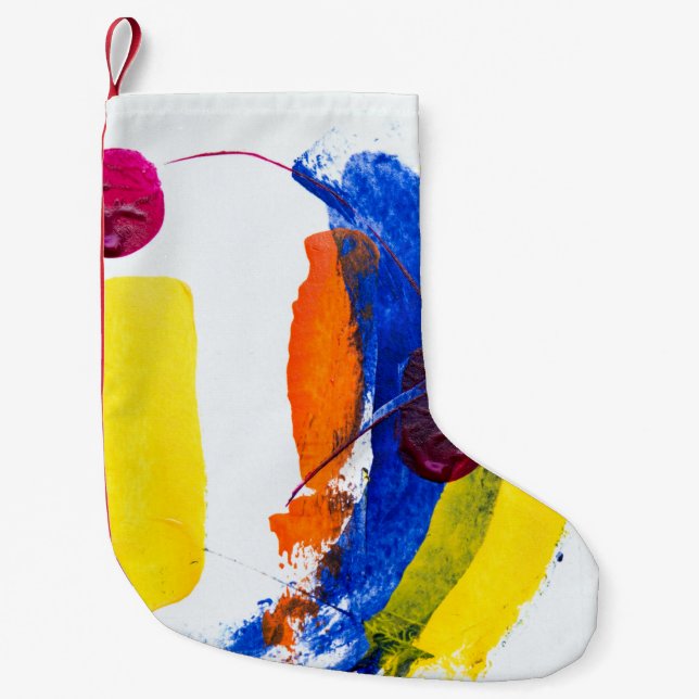 Multicolored painting small christmas stocking (Front)