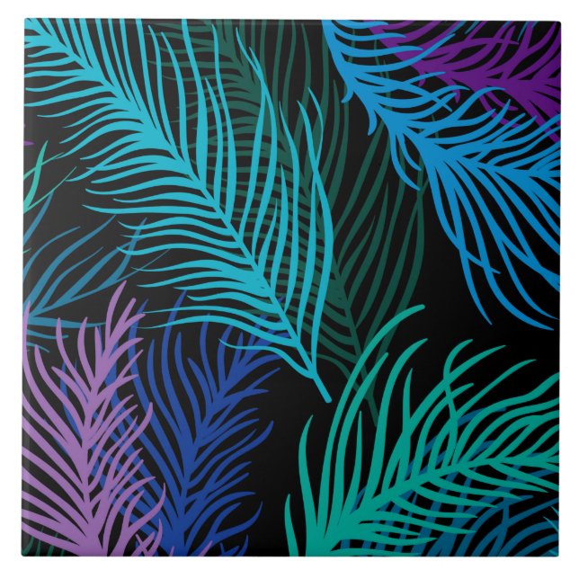 Multicolored Palm Leaves Tile (Front)