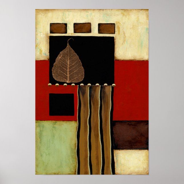 Multicolored Panel Painting with Brown Leaf Poster (Front)