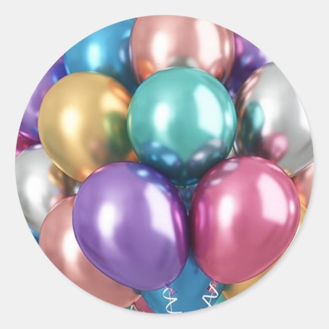 Multicolored Party Balloons  Classic Round Sticker (Front)