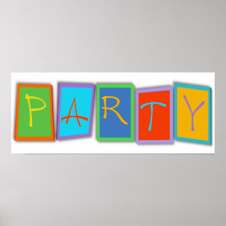 Multicolored PARTY block text Poster