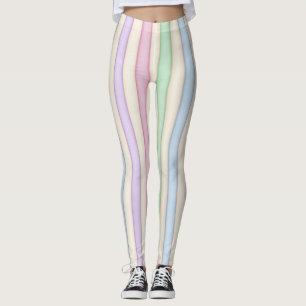 Multicolored Pastels Distressed Striped Leggings