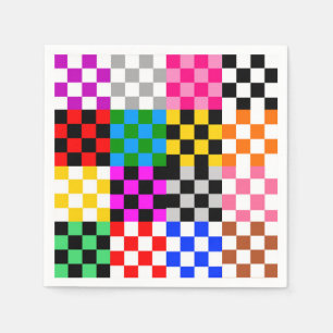 Multicolored Patchwork Check Pattern Design Napkin