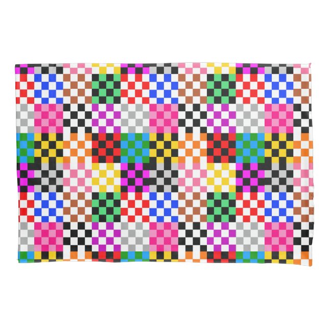 Multicolored Patchwork Check Pattern Design  Pillowcase (Front)