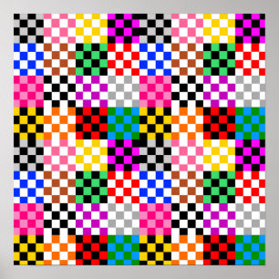 Multicolored Patchwork Check Pattern Design Poster