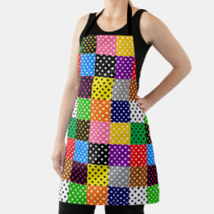 Multicolored Patchwork Quilt Polka Dots  Apron