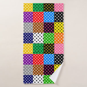 Multicolored Patchwork Quilt Polka Dots Bath Towel