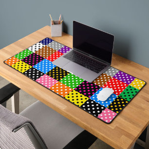 Multicolored Patchwork Quilt Polka Dots Desk Mat