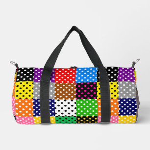 Multicolored Patchwork Quilt Polka Dots Duffle Bag